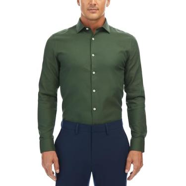 Imagem de Original Penguin Camisa social masculina slim fit, Dobby verde, 17.5" Neck 34"-35" Sleeve
