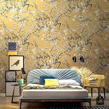 Imagem de Papel de parede pastoral flor damasco azul pintura a óleo papel de parede estilo chinês...