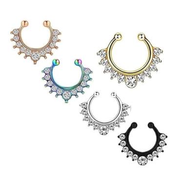 Imagem de Piercing Fake Septo Nasal Falso Strass Brilhante 1,80 cm (Dourado)