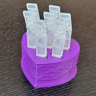 Imagem de Suporte e armazenamento de frascos de colírio de coração - Frascos descartáveis de uso único - Suporte decorativo bonito e funcional para colírio - Znet3D (Roxo)