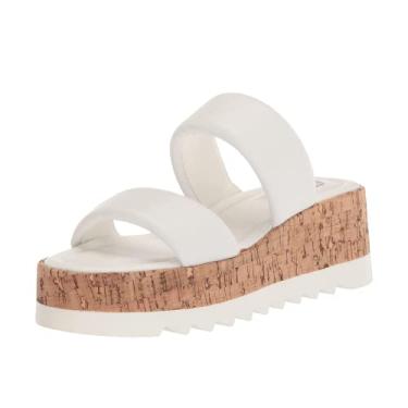 Imagem de Steve Madden Sandália feminina Defuse Espadrille Wedge, Couro branco, 39
