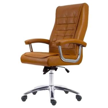 Imagem de Cadeira Giratória NR-17 Califórnia Fratini Revestida Poliuretano (PU) Caramelo Base Rodizio Cromado