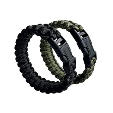 Imagem de Pacote com 2 pulseiras de paracord de sobrevivência 21,6 cm Pulseira trançada tática para adolescentes Equipamento Militar Tema do Exército Brindes de Festa, 8 5 inch, paracord, Sem Pedra Preciosa
