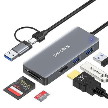 Imagem de Adaptador USB 3.0 para hdmi e adaptador USB c para hdmi 2 em 1, ZIYUETEK 5 em 1 USB C e estação de ancoragem USB 3.0, adequado para MacBook Pro/Air/M1/M2/Mac, Windows 7/8/10/11, Android 7 e acima