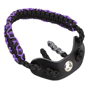 Imagem de SUNYA Alça de pulso com arco de tiro, alça de paracord 550 confortável na mão. Pala de couro 100% flor integral, várias cores camufladas. Ajuste estabilizador composto de arco e recurvo (Mirage-C3)
