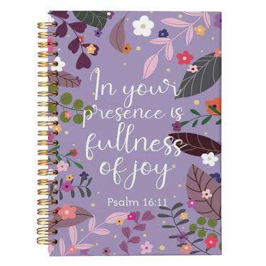 Imagem de NEGIGA Caderno floral cristão, caderno bíblico, diário de oração de gratidão, presentes religiosos cristãos inspiradores para mulheres, PSALM 16:11, encadernação em espiral 14 x 20 cm