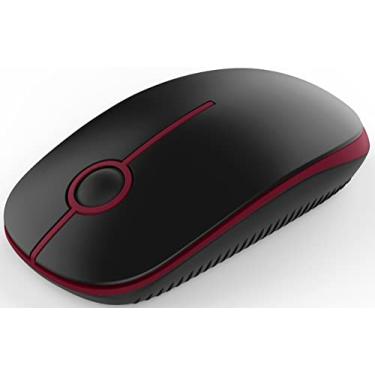 Imagem de Mouse sem fio VssoPlor, 2,4 G, fino, portátil, silencioso, mouse de computador com nano receptor para notebook, PC, laptop, computador - preto e vermelho vinho
