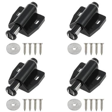 Imagem de fengxiaomin Pacote com 4 travas magnéticas de toque para porta de armário e trava magnética aberta para gavetas de armários e portas de móveis (preto)