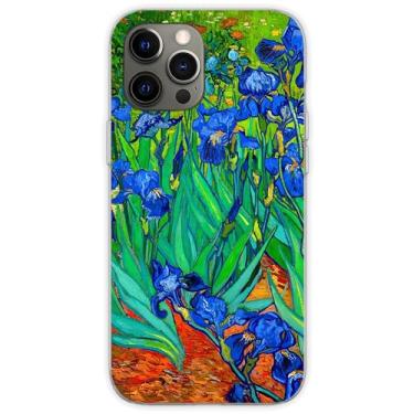 Imagem de Jorsoery Capa de telefone para iPhone SE 2nd/SE 3rd/7/8 Iris por Vincent Van Gogh Capa protetora de borracha flexível à prova de choque com flores roxas