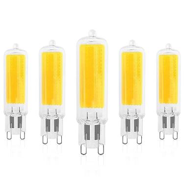 Imagem de LUXRITE Lâmpada LED G9 regulável 4,5 W, equivalente a halogênio T4 G9 de 50 watts, branco macio 3000K, 450 lúmens, base de pino de vidro G9, ângulo de feixe de 320°, listado ETL (pacote com 5)