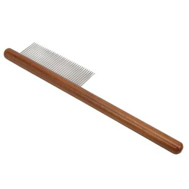 Imagem de Pente de nó Aberto para Animais de Estimação, Pente para Remoção de Pelos de Cachorro, Nogueira + Material de Aço Inoxidável Vem Com Cabo de Madeira, Design de Linha única para