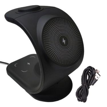 Imagem de Carregador Induçao Celular Telefone Relogio Fone Ouvido Carregamento Rapido Magnetico 15W Wireless 3 Em 1 Mesa Escrivania Escritorio Casa Trabalho