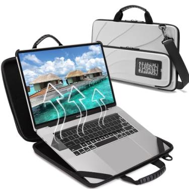 Imagem de Capa para laptop para Chromebook de 14,1 a 15,6 polegadas: Bolsa protetora para laptop Always on MacBook Microsoft Surface HP Lenovo Dell com suporte magnético de três dobras para notebook com