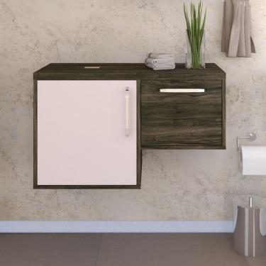 Imagem de Armário Gabinete Nexus 83L Contemporâneo Carvalho Dark/Branco Chess