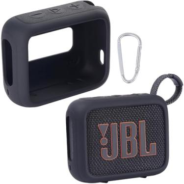 Imagem de Capa de silicone para alto-falante Bluetooth à prova d'água JBL Go 4, capa de viagem de silicone portátil com mosquetão, capa protetora (capa preta) - co2CREA