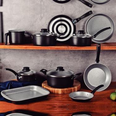 Imagem de Jogo De Panelas Turim Aluminio Revestimento Antiaderente 10 Peças Preto - Tramontina 20297064