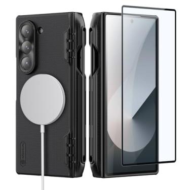 Imagem de Nillkin Capa magnética para Galaxy Z Fold 6 com suporte para caneta S, proteção de dobradiça, compatível com Magsafe, protetor de tela integrado, capa protetora de celular slim fit para Samsung Galaxy