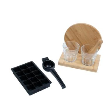 Imagem de Oikos - Kit Espremedor de Limão Preto, Forma de Silicone e Conjunto Caipirinha 7 Peças