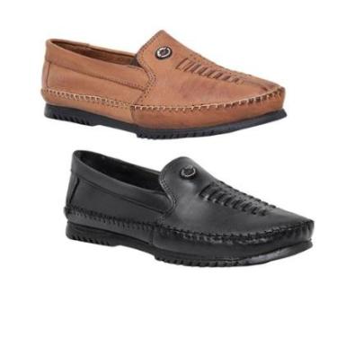 Imagem de Mocassim Casual Masculino Sapatilha Casual em Couro Legitimo KIT 2 PARES-Masculino
