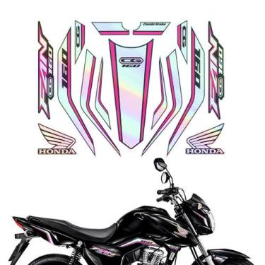Imagem de Kit Para Moto Honda Cg Fan 160 Ano 23-24 Holográfico Rosa - Resitank