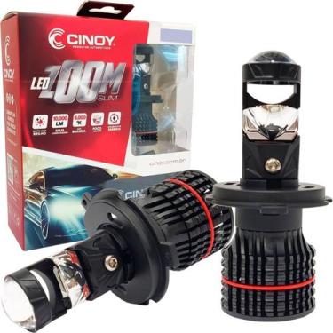 Imagem de Lâmpada Led H4 Mini Projetor Zoom Slim 6000K 10000Lm 12V 24V  - Cinoy