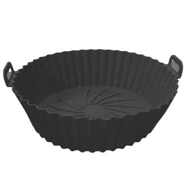 Imagem de Forma Para Air Fryer Em Silicone Redonda Preto Com Alças - Udlandia