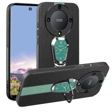 Imagem de Kainevy Capa para Honor Magic 5 Lite de couro durável de silicone para homens e mulheres capa preta à prova de choque Honor Magic 5 Lite capa de telefone com anel magnético rotativo 360 suporte