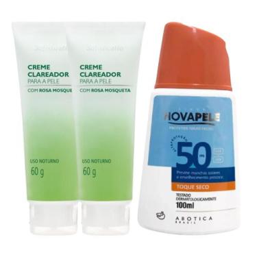 Imagem de 2 Creme Clareador Para a Pele Com Rosa Mosqueta + 1 Protetor Solar Nov