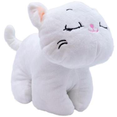 Imagem de Gato Branco Olhos Fechados 26cm - Pelúcia - Fofy Toys