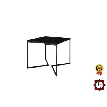 Imagem de Mesa Industrial Base De Ferro Preto em  V  Tampo 90x90 Preto - Império