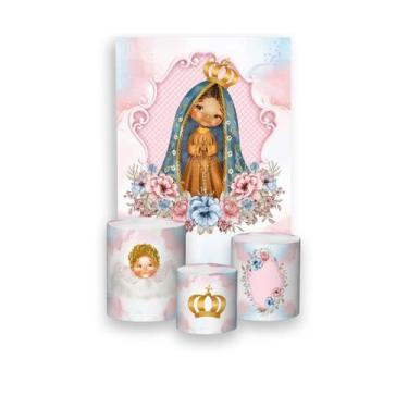 Imagem de Painel De Festa Vertical 1,50 x 2,20 + Trio De Capas Cilindro - Santa 