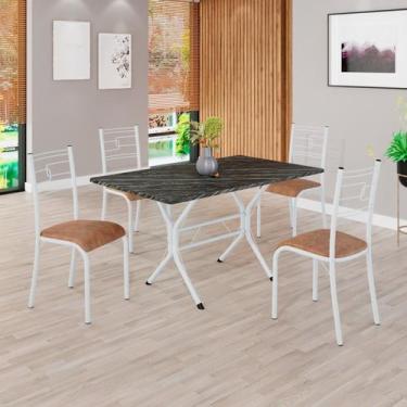 Imagem de Conjunto Sala de Jantar Mesa Retangular 120x75cm Tampo Pedra Ardósia I