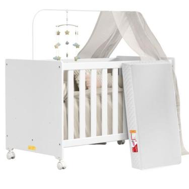 Imagem de Berço Multifuncional Com Colchão Impermeável Vira Mini Cama Carrinho C