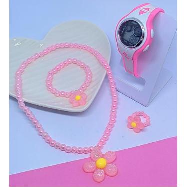 Imagem de Kit Relógio Infantil Digital Menina Cronometro Alarme Calendário Luz L