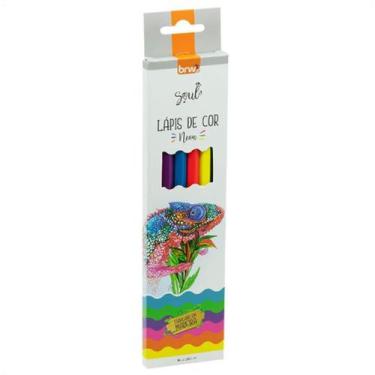 Imagem de Lápis de Cor de Madeira Caixa 6 Cores Neon Sextavado 19Cm - Brw