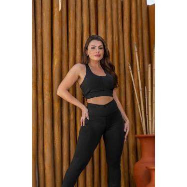Imagem de Conjunto De Treino Top Decote Nadador e Calça Legging - luh may, P, Pr
