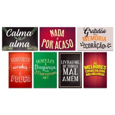 Imagem de Kit 7 Placas Decorativas Frases Motivacionais Mdf 20x30 cm - Art Print
