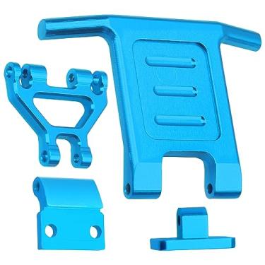 Imagem de ShareGoo Aluminum Alloy Front Bumper & Rear Wing Compatible with WLtoys 144001 144010 124016 124017 124018 124019 RC Car Upgrade Parts (Blue)