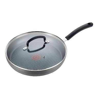 Imagem de T-Fal Ultimate Frigideira antiaderente anodizada rígida com tampa de 25,4 cm, seguro para grelhar no forno, 400F, seguro para tampa 350F, utensílios de cozinha, casa, frigideira, frigideira, panelas e