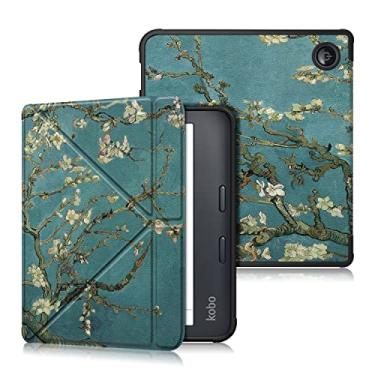 Imagem de Xuanbeier Capa de TPU macio compatível com Kobo Libra Color & Kobo Libra 2 17.8 cm capa fina e leve com função de suporte, capa inteligente despertar/hibernar automática, flor