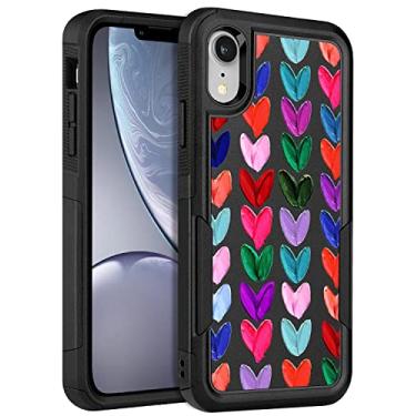 Imagem de LOQUPE Capa projetada para iPhone XR, resistente, resistente, leve, fina, à prova de choque, capa protetora para iPhone XR de 6,1 polegadas, mulheres meninas óleo no coração