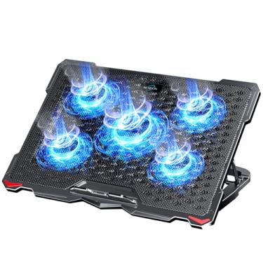 Imagem de Almofada de resfriamento para notebook AICHESON 5 ventoinhas, cooler para notebook de até 17,3 polegadas, luzes LED azuis, 2 portas USB, S035, azul