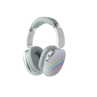 Imagem de H'MASTON Fone de Ouvido Bluetooth Headset Sem Fio Headphone com Microfone Luzes RGB Gamer com Cartão TF Inserível (Não Fornecido) SN23 (Cinza)