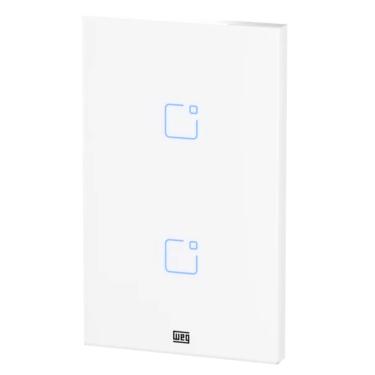 Imagem de Interruptor Touch Inteligente 2 Botoes WI-FI 10A + RF com Placa 4X2 WEG Home Branco.