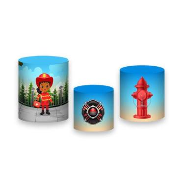 Imagem de Trio De Capa Cilindro - Bombeira Cute Cidade 008 - Via Cores