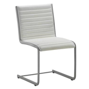 Imagem de Cadeira Escritório Fixa Branca Sem Braços Alezzi Prata