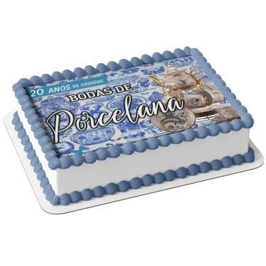 Imagem de Papel De Arroz P/ Bolo 20 Anos De Casados Bodas De Porcelana - Genéric