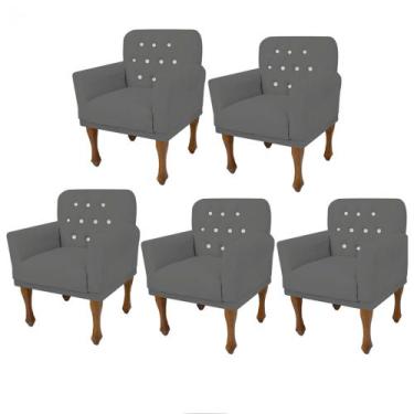 Imagem de Kit 05 Poltrona Cadeira Decorativa  Mona com Strass Sala de Estar Rece