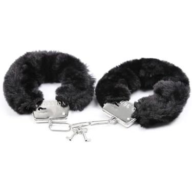Imagem de Conjunto de algemas fofas pretas de aço inoxidável para tornozelos e pulso com conjunto de corrente de suéter vermelho felpudo rosa conjunto de punhos para quarto de adultos para mulheres homens