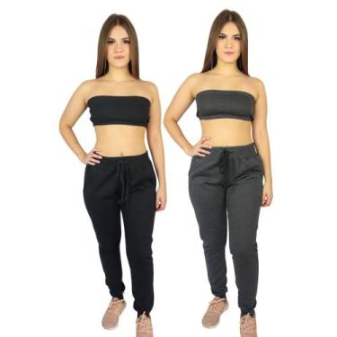 Imagem de Kit com 2 Calças Feminina Algodão Flanelada quentinha para o Inverno -